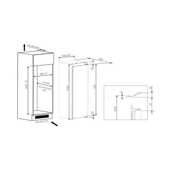 WHIRLPOOL - réfrigérateur intégrable à  glissières 209l - arg8502 - large
