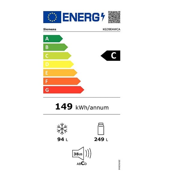 SIEMENS - Réfrigérateur Combiné 60cm 337l Brassé Blanc - KG39EAWCA - large