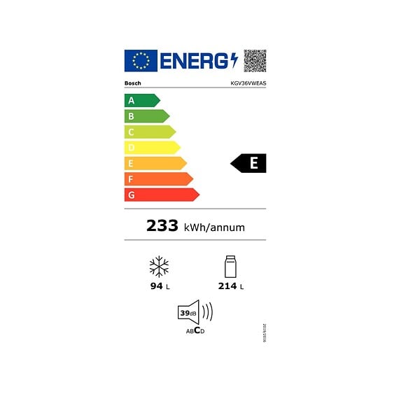BOSCH - Réfrigérateur Combiné 60cm 308l Brassé Blanc - KGV36VWEAS - large