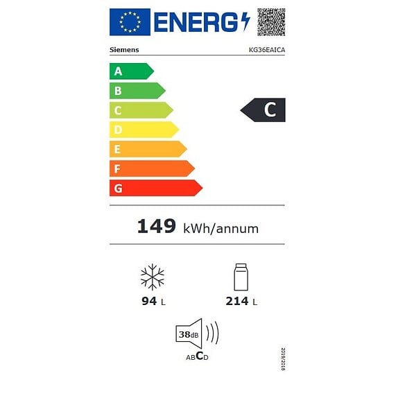 SIEMENS - Réfrigérateur Combiné 60cm 308l Brassé - KG36EAICA - large