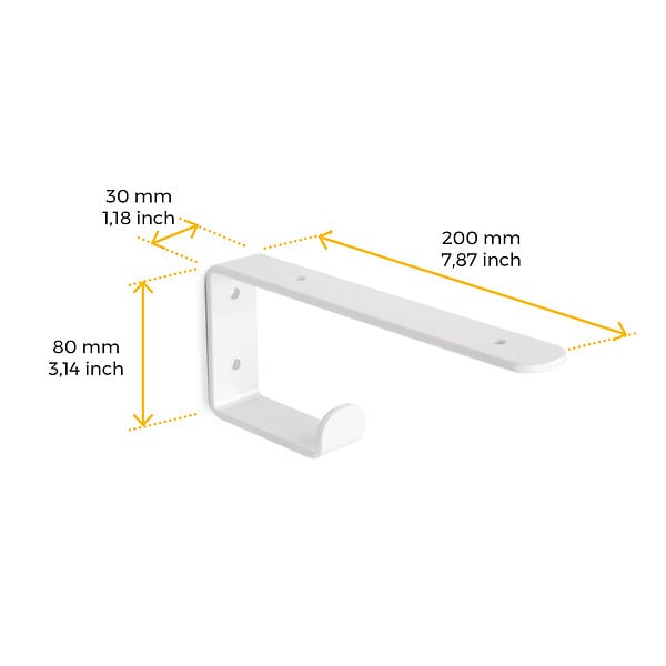 EMUCA - Jeu de supports pour étagères en bois Shelf avec cintre intégré, Acier, Peint en blanc - large