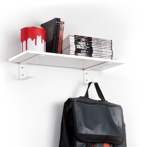 EMUCA - Jeu de supports pour étagères en bois Shelf avec cintre intégré, Acier, Peint en blanc - large
