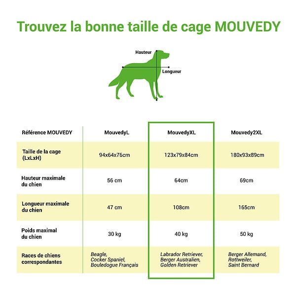 PAITSY - Cage pour chien intérieur et extérieur MouvedyXL, 123x79x84cm, caisse de transport, roues verrouillables, pliable, 2 portes, plateau amovible, Paitsy - large