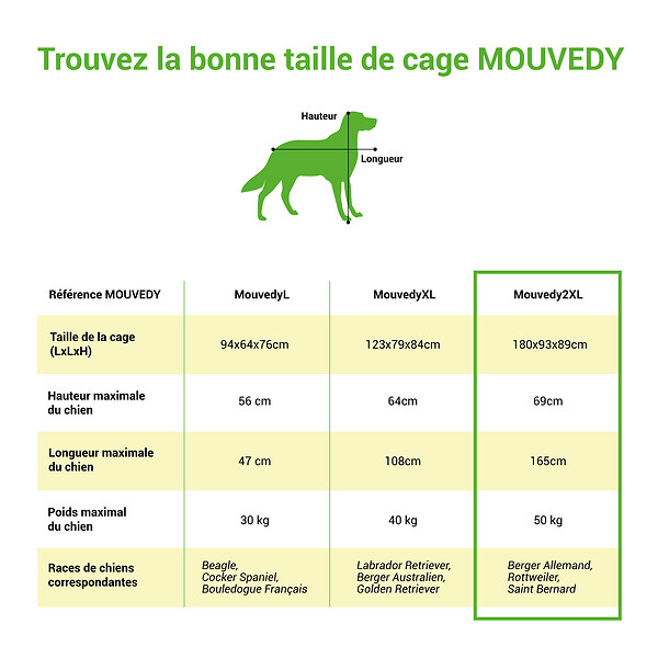PAITSY - Cage pour chien intérieur et extérieur Mouvedy2XL, 180x93x89cm, caisse de transport, roues verrouillables, pliable, 2 portes, plateau amovible,Paitsy - large