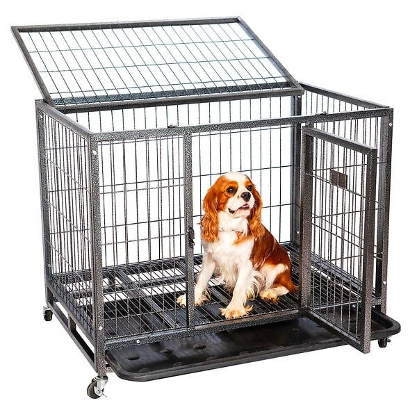 PAITSY - Cage pour chien intérieur et extérieur MouvedyL, 94x64x76cm, caisse de transport, roues verrouillables, pliable, 2 portes, plateau amovible, Paitsy - large