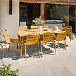 OVIALA - Ensemble table de jardin et 8 chaises en métal jaune  - Palavas - vignette