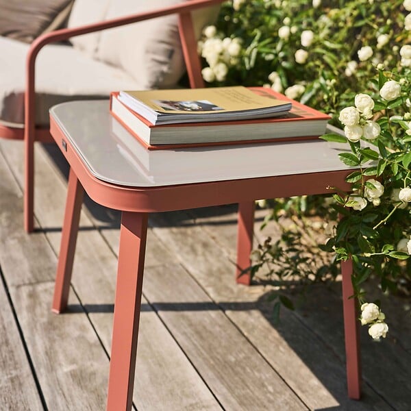 OVIALA - Salon de jardin 5 place en aluminium terracotta - Pampelonne - large