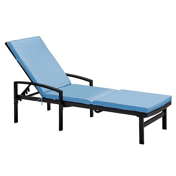 OVIALA - Lot de 2 coussins bain de soleil polyester bleu 186 x 53 x 5 cm - Picchu - large