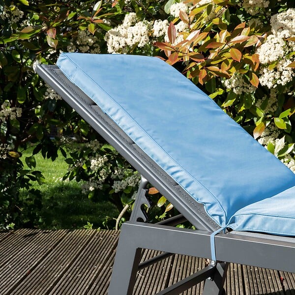 OVIALA - Lot de 2 coussins bain de soleil polyester bleu 186 x 53 x 5 cm - Picchu - large