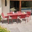 OVIALA - Ensemble table de jardin et 6 chaises en métal rouge - Palavas - vignette