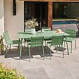 OVIALA - Ensemble table de jardin et 6 chaises en métal vert cactus  - Palavas - vignette