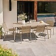 OVIALA - Ensemble table de jardin et 6 chaises en métal taupe - Palavas - vignette