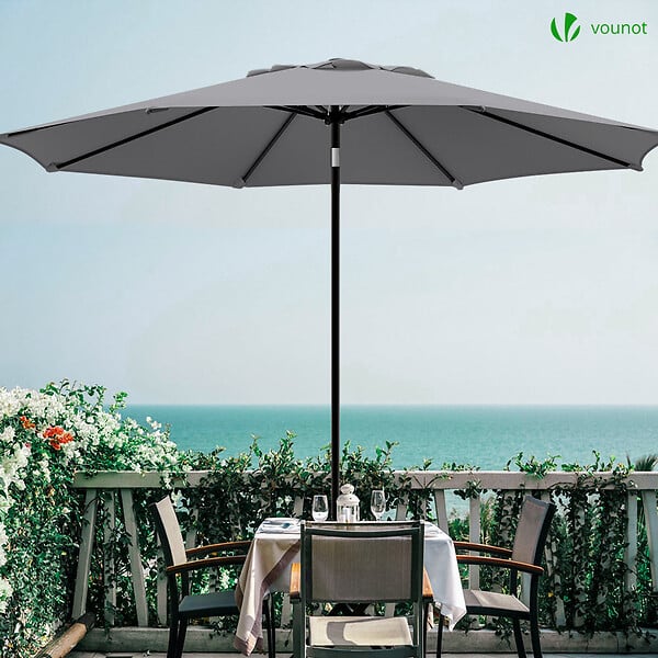 VOUNOT - Parasol inclinable 2.70 x 2.40m avec housse de protection gris - large