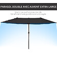 OUTSUNNY - Parasol de jardin XXL parasol grande taille 4,6L x 2,7l x 2,4H m ouverture fermeture manivelle acier polyester haute densité noir - vignette