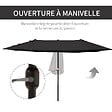 OUTSUNNY - Parasol de jardin XXL parasol grande taille 4,6L x 2,7l x 2,4H m ouverture fermeture manivelle acier polyester haute densité noir - vignette
