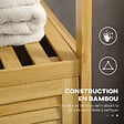 KLEANKIN - Meuble bas salle de bain rangement salle de bain 1 porte 2 étagères bois bambou verni - vignette
