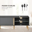 HOMCOM - Meuble TV banc TV 2 portes 2 niches design scandinave panneaux particules gris aspect bois clair - vignette