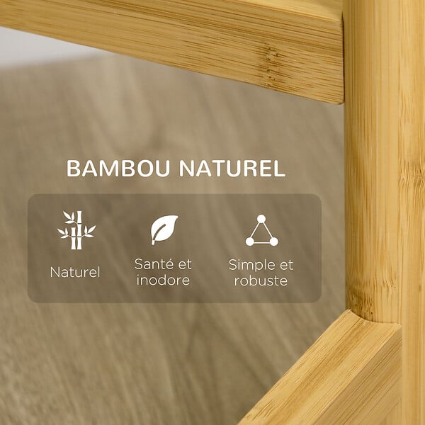 OUTSUNNY - Support à fleurs style scandinave 4 niveaux - porte plante 4 étagères - bois bambou verni métal blanc - large