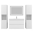 AICA SANITAIRE - Ensemble meuble de salle de bain 80cm, vasque céramique + colonne haut x2 + LED miroir, blanc - vignette