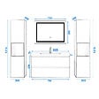 AICA SANITAIRE - Ensemble meuble de salle de bain 80cm, vasque céramique + colonne haut x2 + LED miroir, blanc - vignette