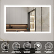 AICA SANITAIRE - Ensemble meuble de salle de bain 80cm, vasque céramique + colonne bas + miroir lumineux, anthracite - vignette