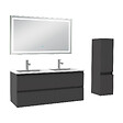AICA SANITAIRE - Ensemble meuble de salle de bain 120cm, vasque céramique + colonne + LED miroir mural, anthracite - vignette