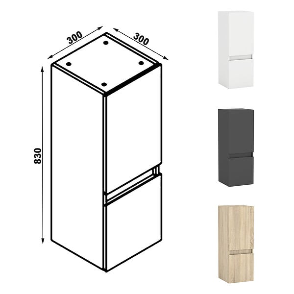 AICA SANITAIRE - Ensemble meuble de salle de bain avec tiroirs 100cm, vasque céramique + colonne x2 + LED miroir, blanc - large