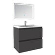 AICA SANITAIRE - Ensemble meuble de salle de bain 60cm, vasque céramique et LED miroir mural, anthracite - vignette