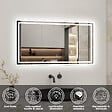 AICA SANITAIRE - Ensemble meuble de salle de bain 60cm, vasque céramique et LED miroir mural, anthracite - vignette