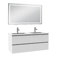 AICA SANITAIRE - Ensemble meuble de salle de bain avec tiroirs 120cm, vasque céramique et LED miroir, blanc - vignette