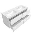 AICA SANITAIRE - Ensemble meuble de salle de bain avec tiroirs 120cm, vasque céramique et LED miroir, blanc - vignette