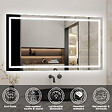 AICA SANITAIRE - Ensemble meuble de salle de bain avec tiroirs 120cm, vasque céramique et LED miroir, blanc - vignette