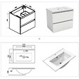 AICA SANITAIRE - Ensemble meuble de salle de bain 60cm, vasque céramique et LED miroir mural, blanc - vignette