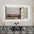 AICA SANITAIRE - Ensemble meuble de salle de bain 60cm, vasque céramique et LED miroir mural, blanc - vignette
