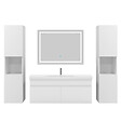 AICA SANITAIRE - Ensemble meuble de salle de bain 100cm, vasque céramique + colonne haut x2 + LED miroir, blanc - vignette