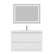 AICA SANITAIRE - Ensemble meuble de salle de bain 80cm, vasque céramique et LED miroir, blanc - vignette