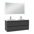 AICA SANITAIRE - Ensemble meuble de salle de bain 120cm, vasque céramique et LED miroir rectangulaire, anthracite - vignette