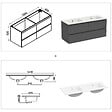 AICA SANITAIRE - Ensemble meuble de salle de bain 120cm, vasque céramique et LED miroir rectangulaire, anthracite - vignette