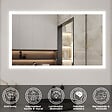 AICA SANITAIRE - Ensemble meuble de salle de bain 120cm, vasque céramique et LED miroir rectangulaire, anthracite - vignette