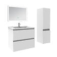 AICA SANITAIRE - Ensemble meuble de salle de bain 60cm, vasque céramique + colonne + miroir lumineux, blanc - vignette