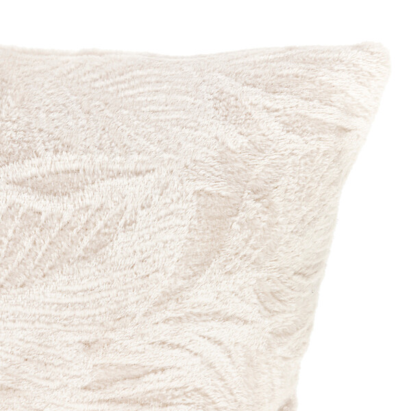ATMOSPHERA - Coussin décoratif flanelle Beige lin motif en relief 40 x 40 cm - large