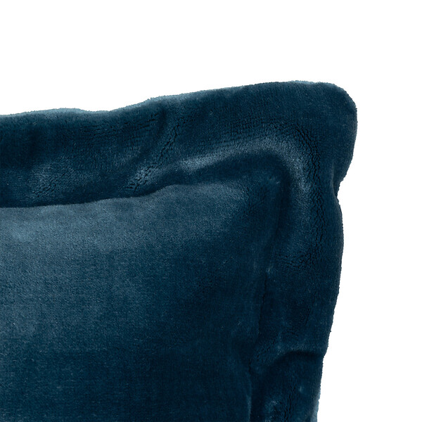 ATMOSPHERA - Coussin décoratif flanelle Bleu Egéen effet fourrure 38 x 58 cm - large