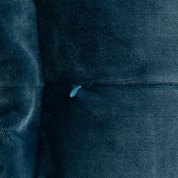 ATMOSPHERA - Coussin décoratif flanelle Bleu Egéen effet fourrure 38 x 58 cm - large