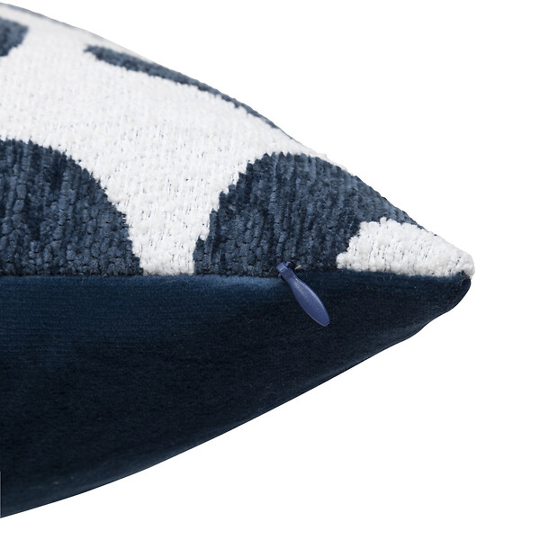 ATMOSPHERA - Coussin décoratif jacquard chenille  Bleu Egéen 40 x 40 cm - large
