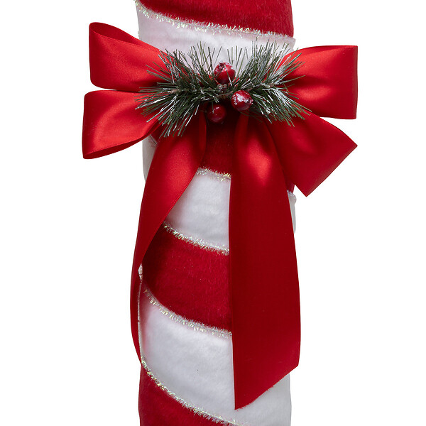 FEERIC LIGHTS & CHRISTMAS - Déco de Noël Sucre d'orge blanc et rouge avec noeud satin H 79 cm - large