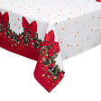 FEERIC LIGHTS & CHRISTMAS - Nappe de Fêtes en Coton Blanc imprimé Guirlande Verte et Noeud Rouge 140 x 240 cm - vignette