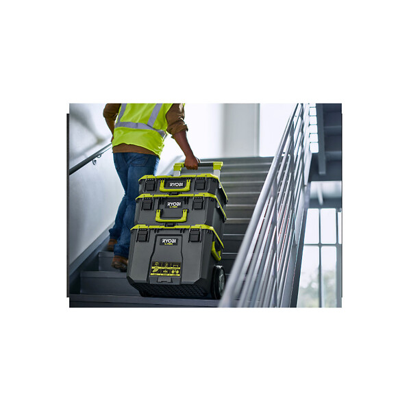 RYOBI - Pack RYOBI Système LINK Boîte à  outils sur roulettes - Boite à  outils medium - Boîte à  outils compacte - Caisse - large