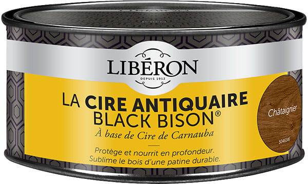 LIBERON - Cire antiquaire pâte Black Bison Châtaignier Pot 0.5l - large