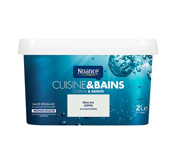 NUANCE - Peinture Cuisine et Bains - Blanc bec - Satin - 2L - large