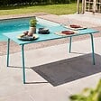 OVIALA - Table de jardin rectangulaire en métal 8 places 180 cm turquoise - Palavas - vignette